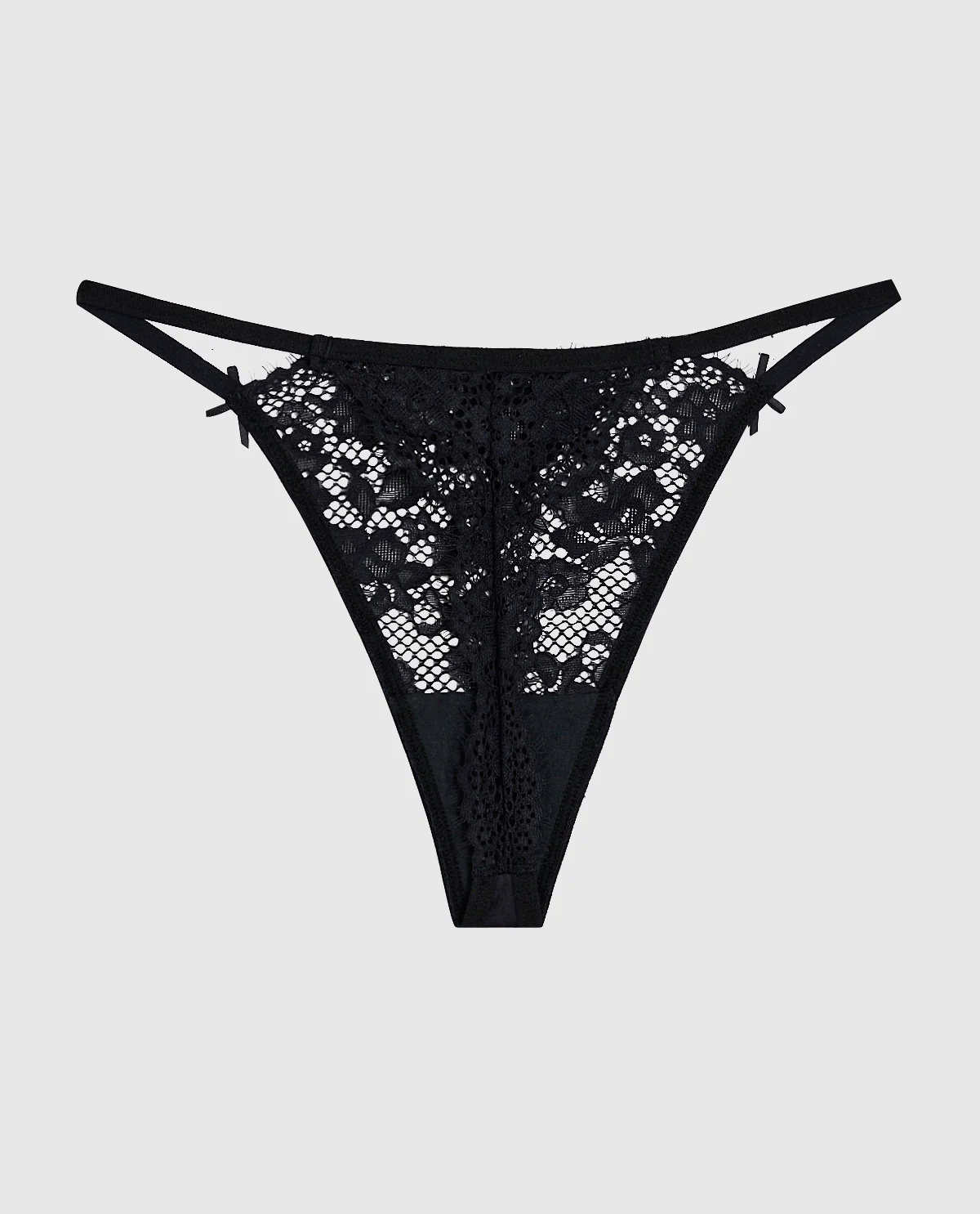 Allover Lace High Leg G-String Panty in Black - Image 5