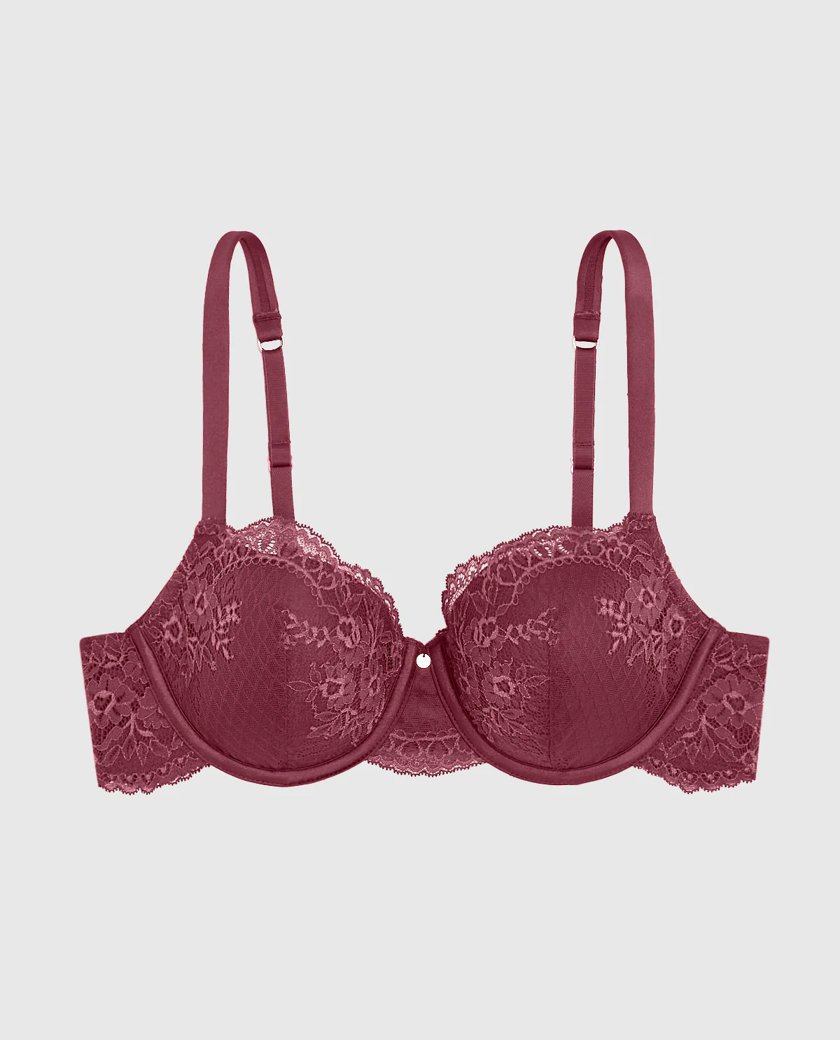 Allover Lace Lightly Lined Balconette Bra in Opulent Red - Image 4