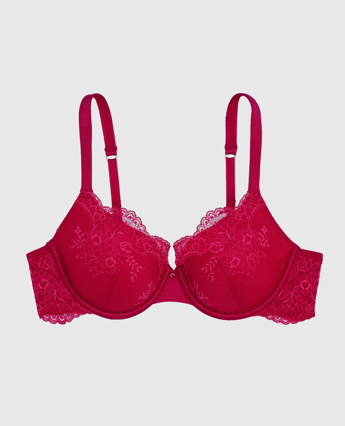 Allover Lace Lightly Lined Full Coverage Bra in Cosmo Red - Image 4