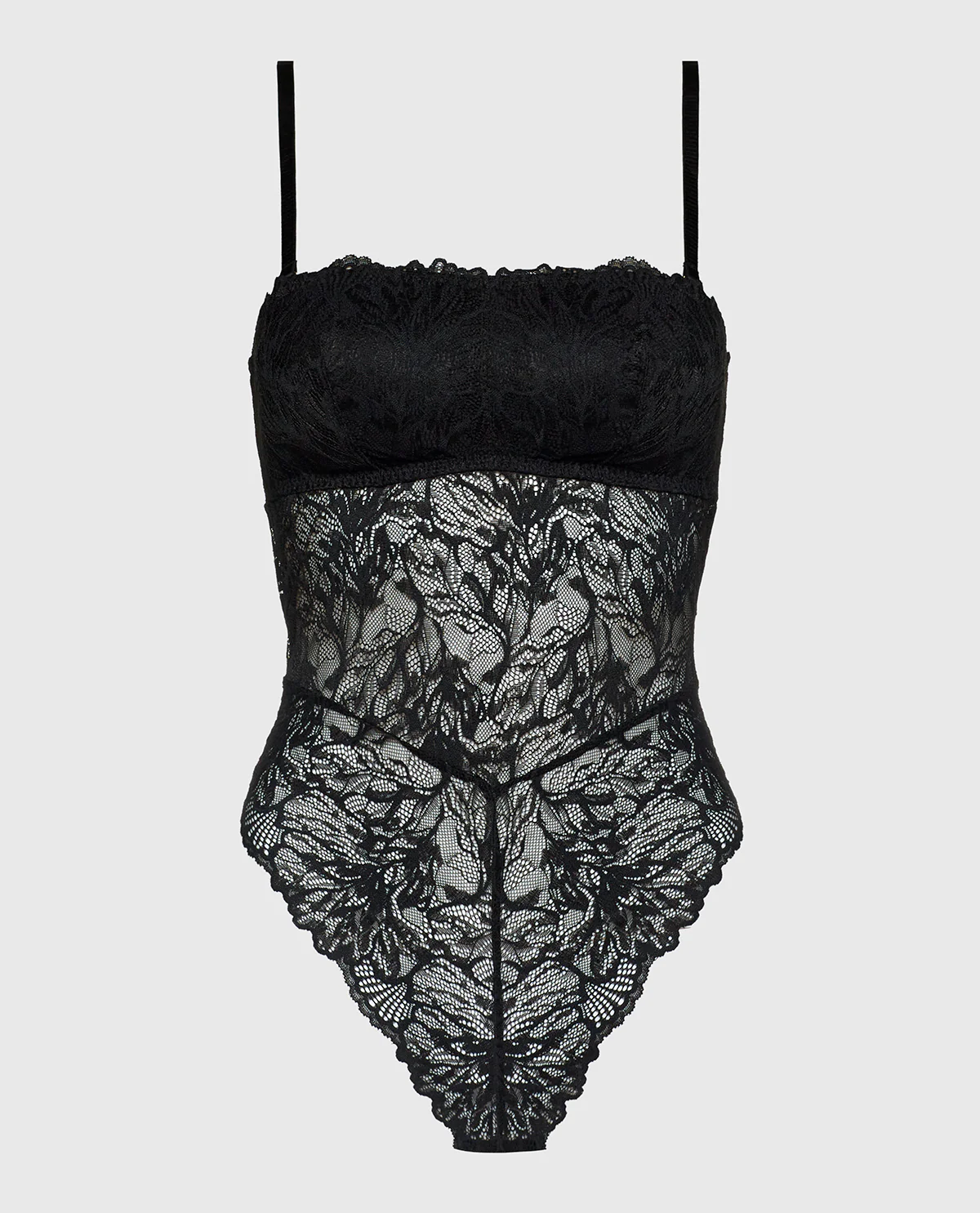 Allover Lace Open Back Bodysuit in Tuxedo Black - Image 4