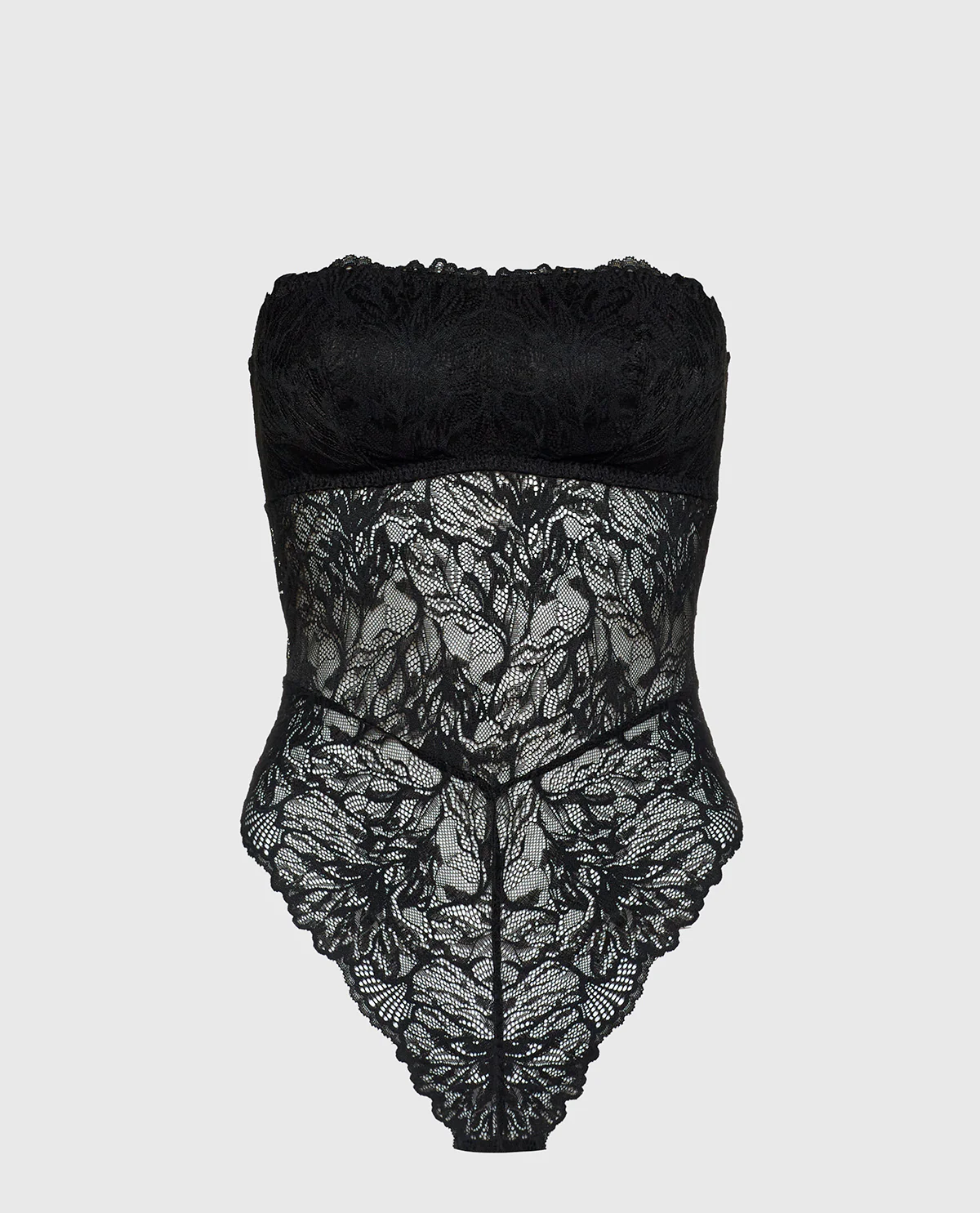 Allover Lace Open Back Bodysuit in Tuxedo Black - Image 5