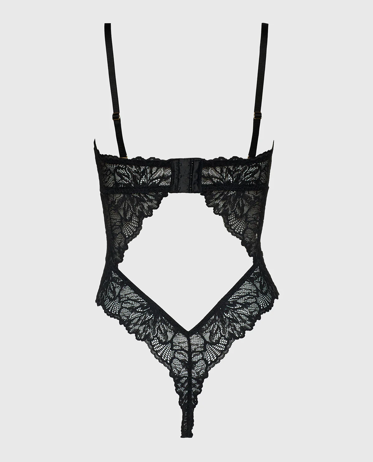 Allover Lace Open Back Bodysuit in Tuxedo Black - Image 6