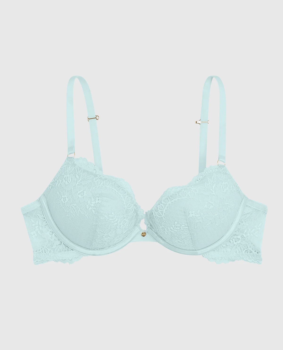Allover Lace Push Up Bra in Vista Blue - Image 6