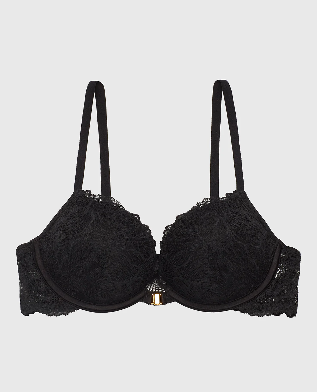 Allover Lace Push Up Bra in Tuxedo Black - Image 5