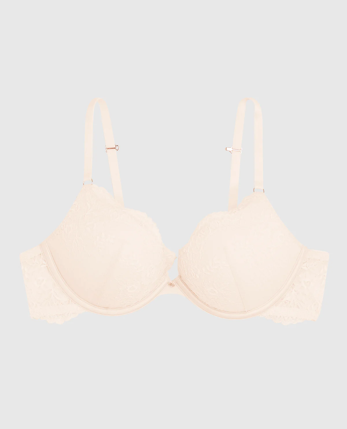 Allover Lace Up 2 Cup Push Up Bra in Ivory Dawn - Image 5