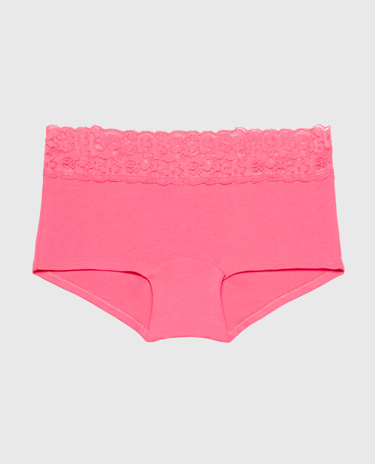 Boyshort Cotton Panty With Lace Trim in Hot Pink - Image 4