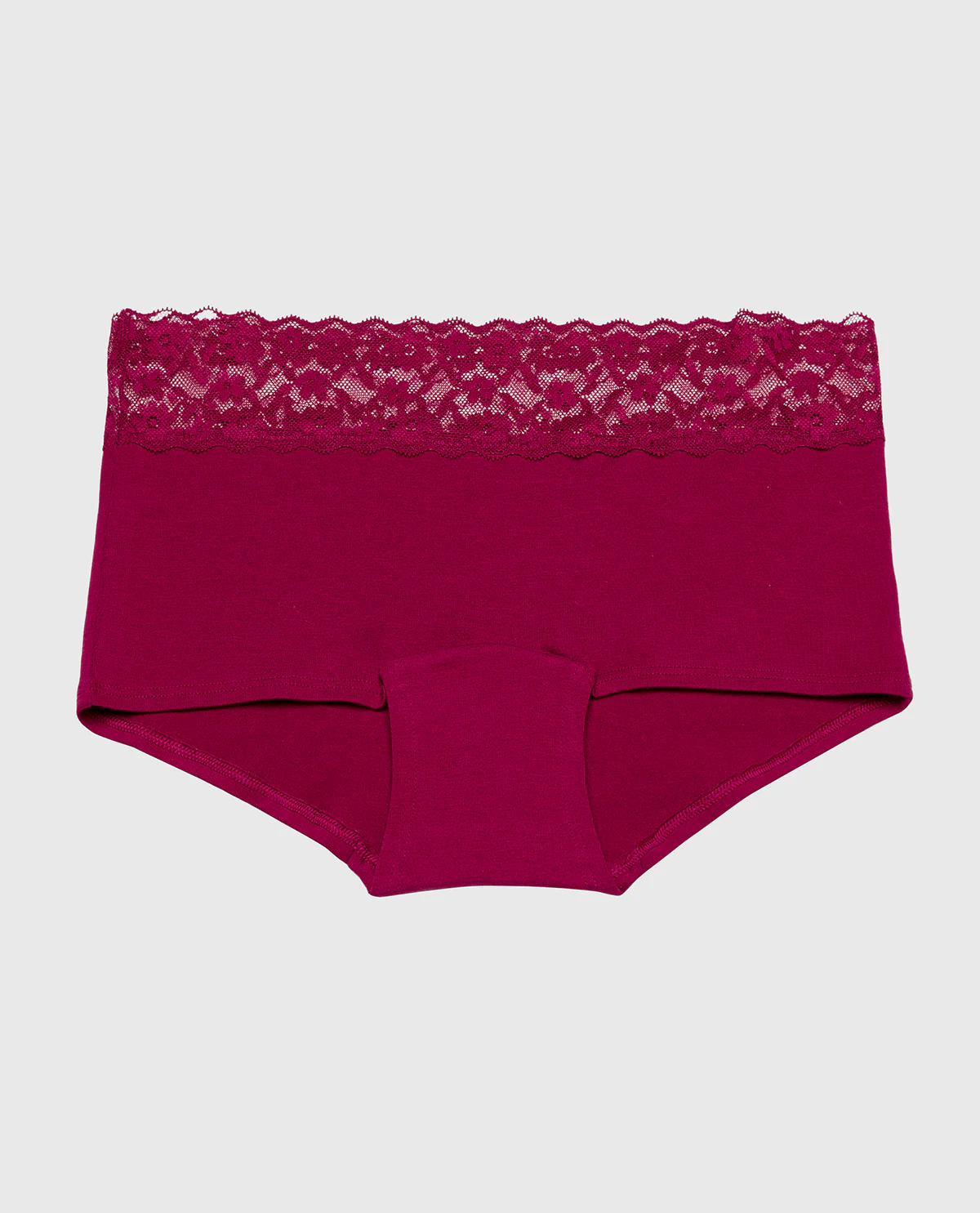 Boyshort Cotton Panty With Lace Trim in Plum Rose - Image 4
