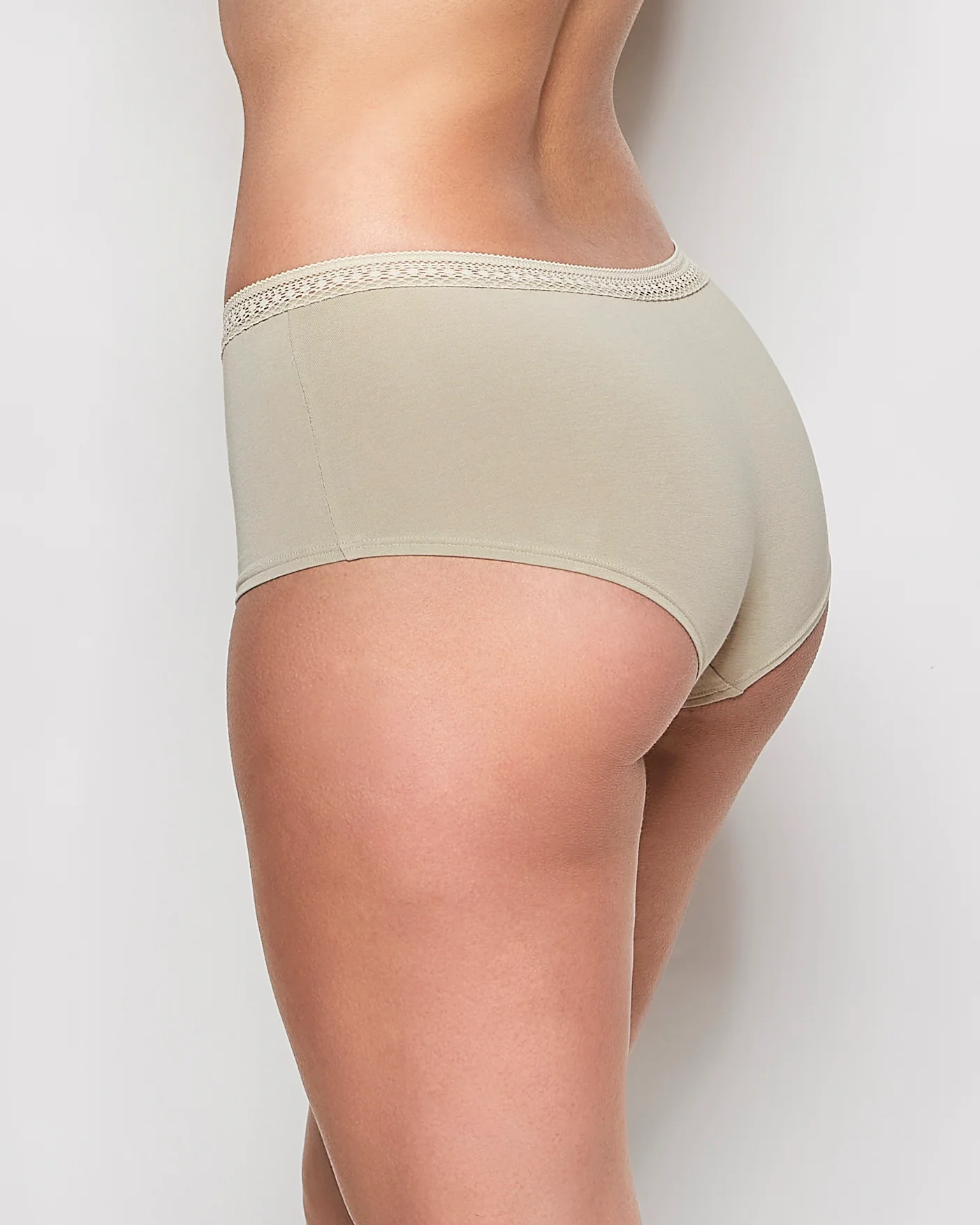 Boyshort Panty with Elemental Lace in Stone Grey - Image 3