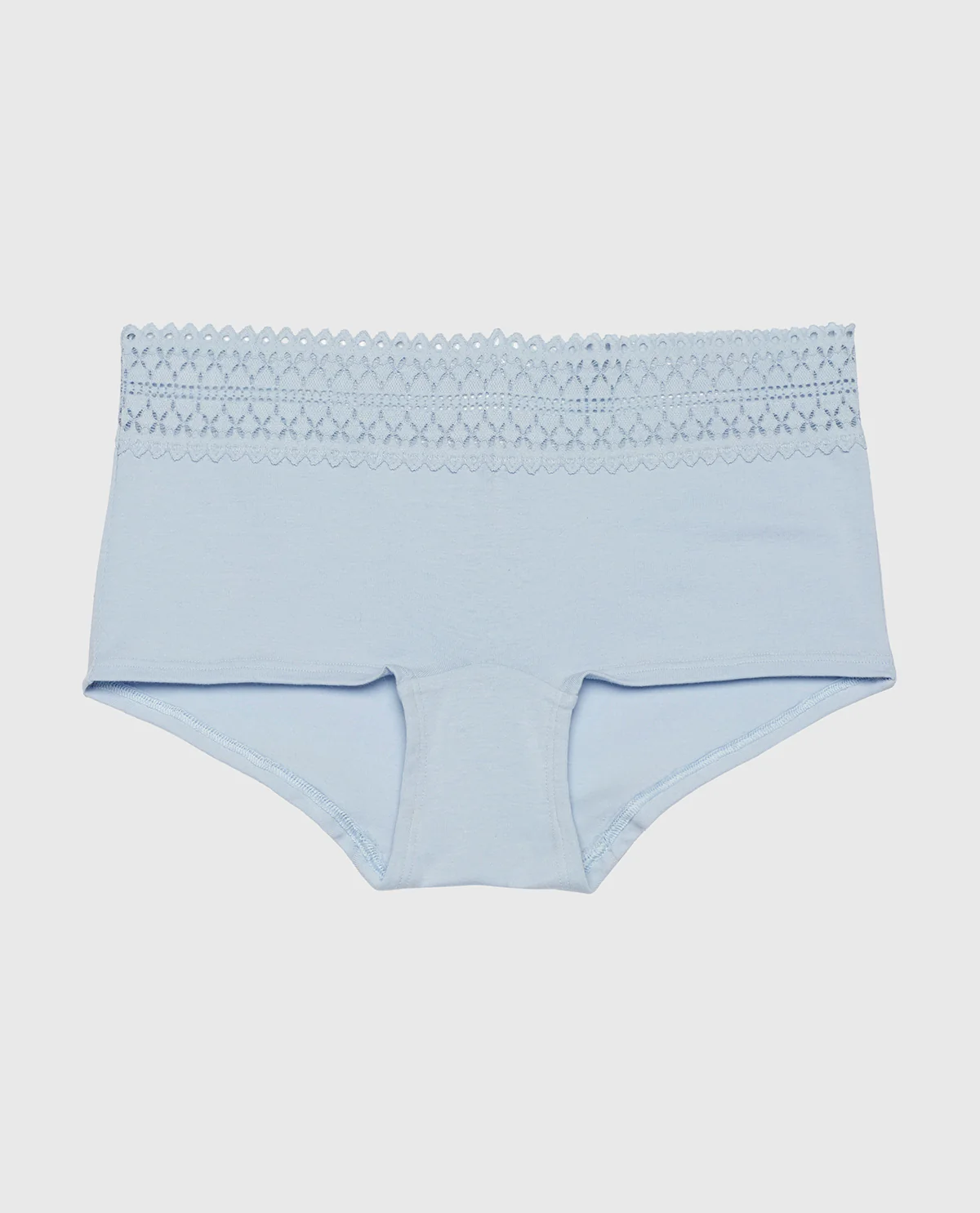 Boyshort Panty with Lace Trim in Subdued Blue - Image 4