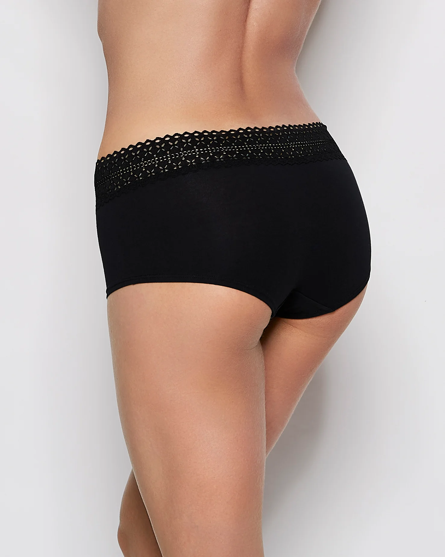 Boyshort Panty with Lace Trim in Tuxedo Black - Image 3