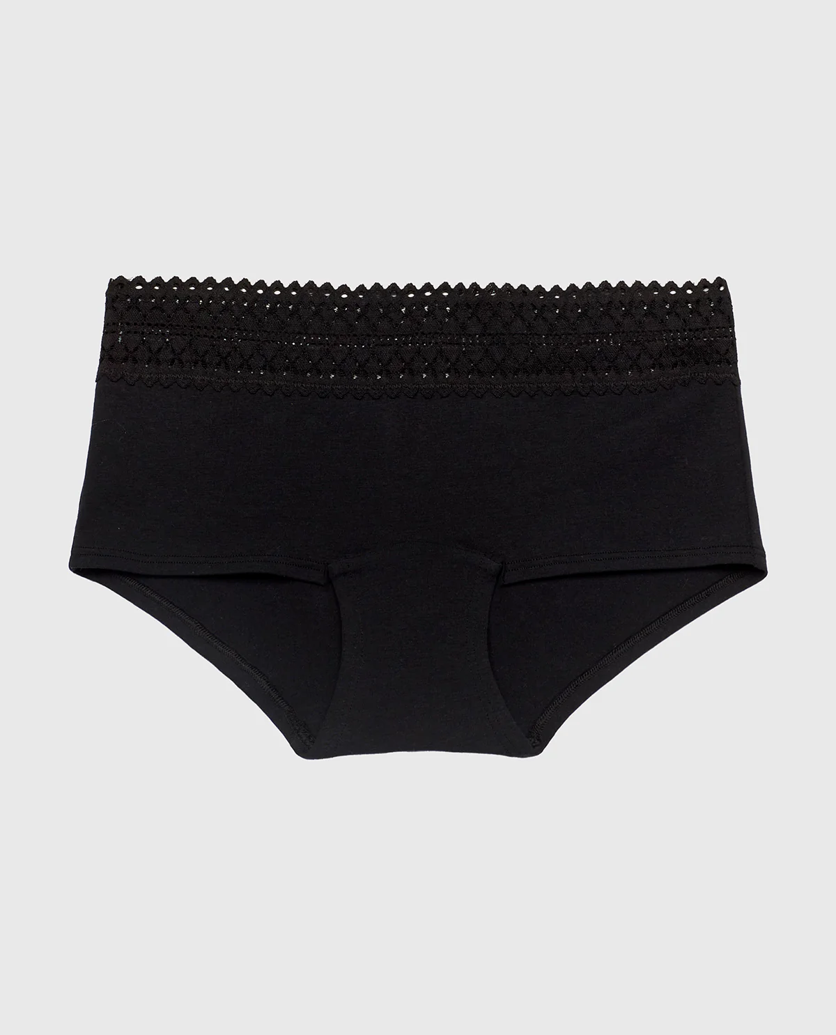 Boyshort Panty with Lace Trim in Tuxedo Black - Image 4