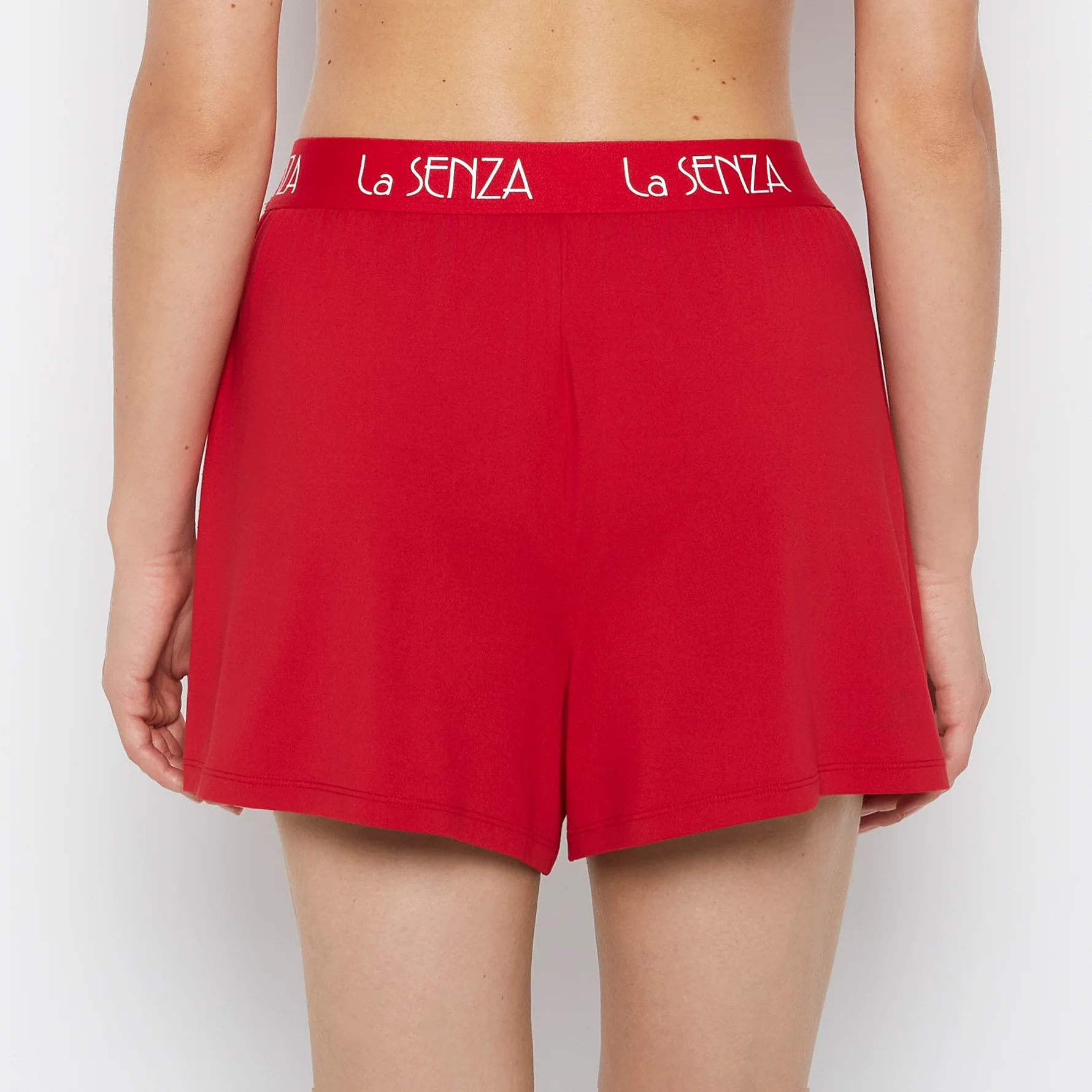 Brush Jersey Shorts with art deco logo in Crimson - Image 3