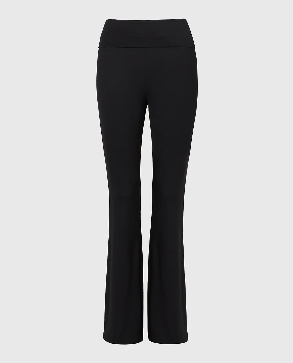 Brushed Jersey Fold over flare leg pant in Tuxedo Black - Image 4