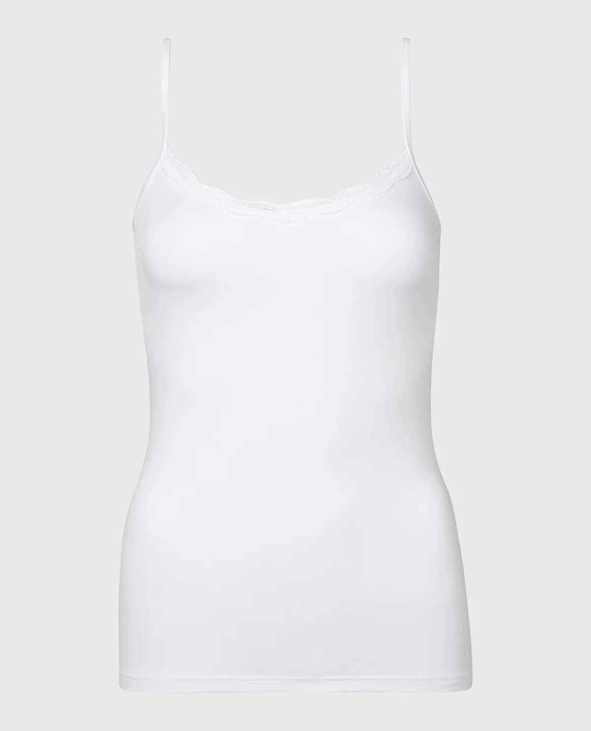 Cami with Lace Trim in White - Image 4