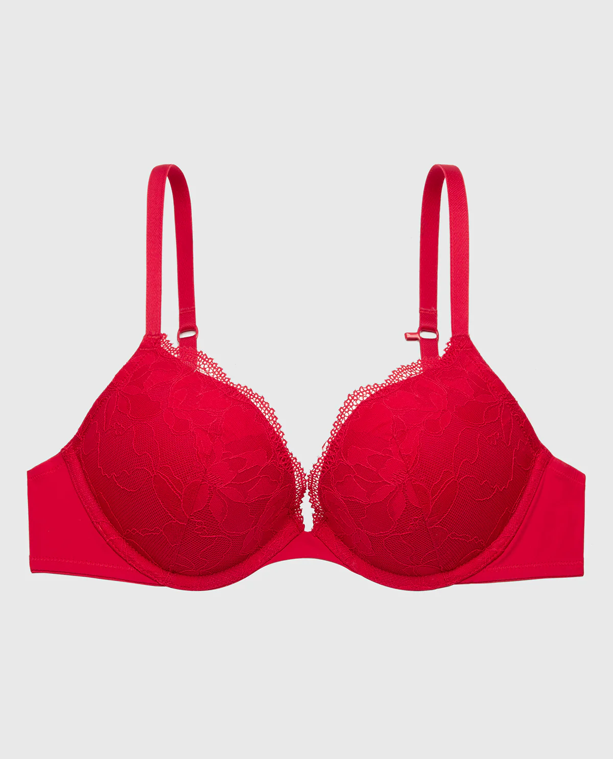Charmed Push Up Plunge Lace Cup Bra in Crimson - Image 5