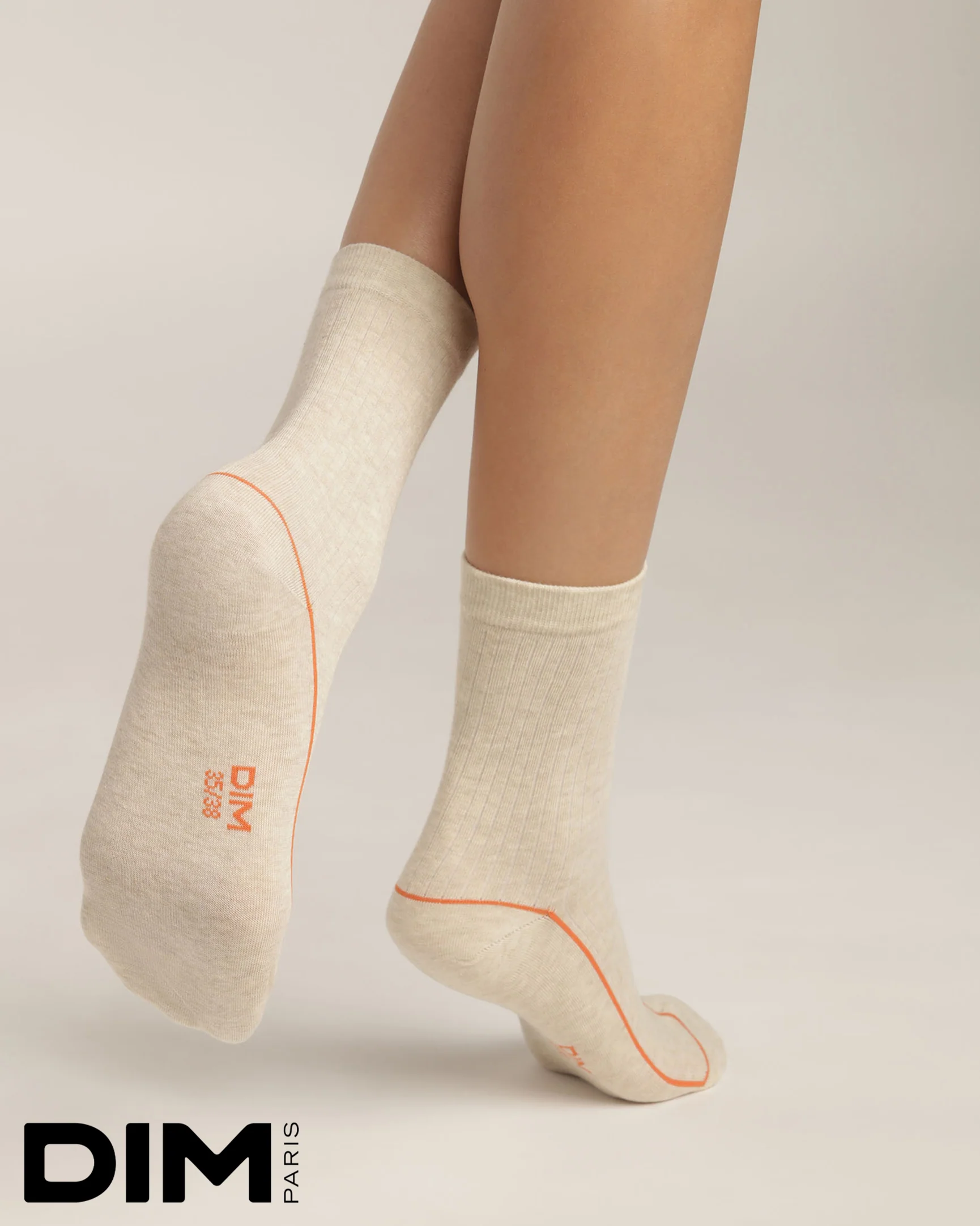 Cotton Sports Crew Sock in Soft Cream