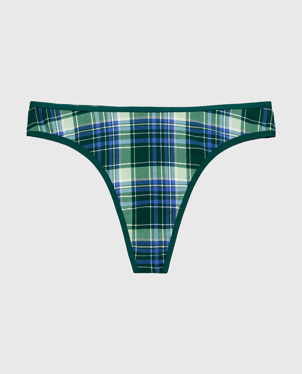 Cotton Thong Panty in Evergreen Plaid - Image 4