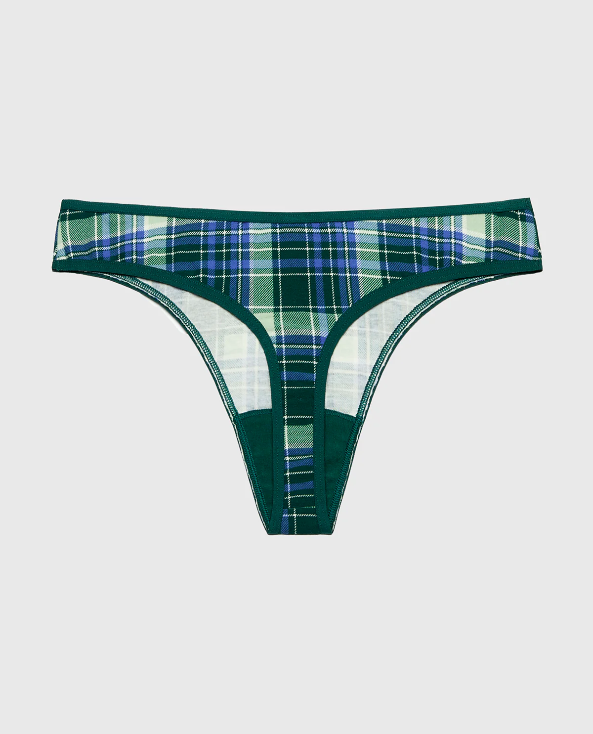 Cotton Thong Panty in Evergreen Plaid - Image 5