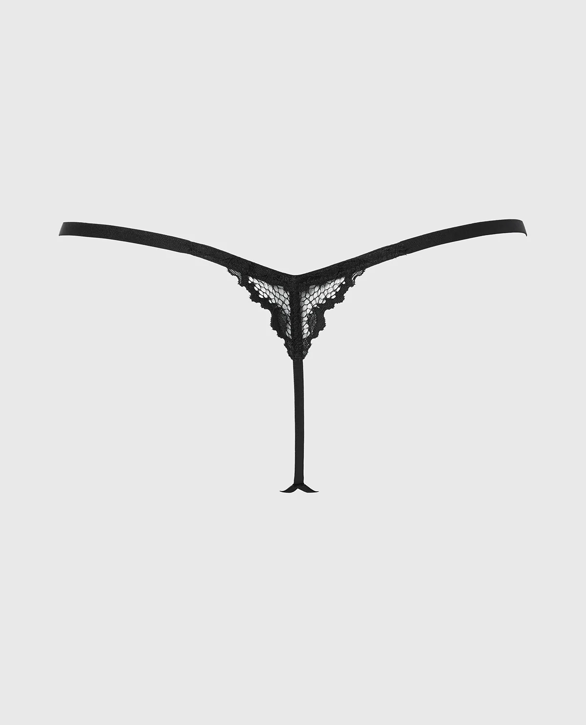 Crotchless G-String with Romantic Lace in Tuxedo Black - Image 2