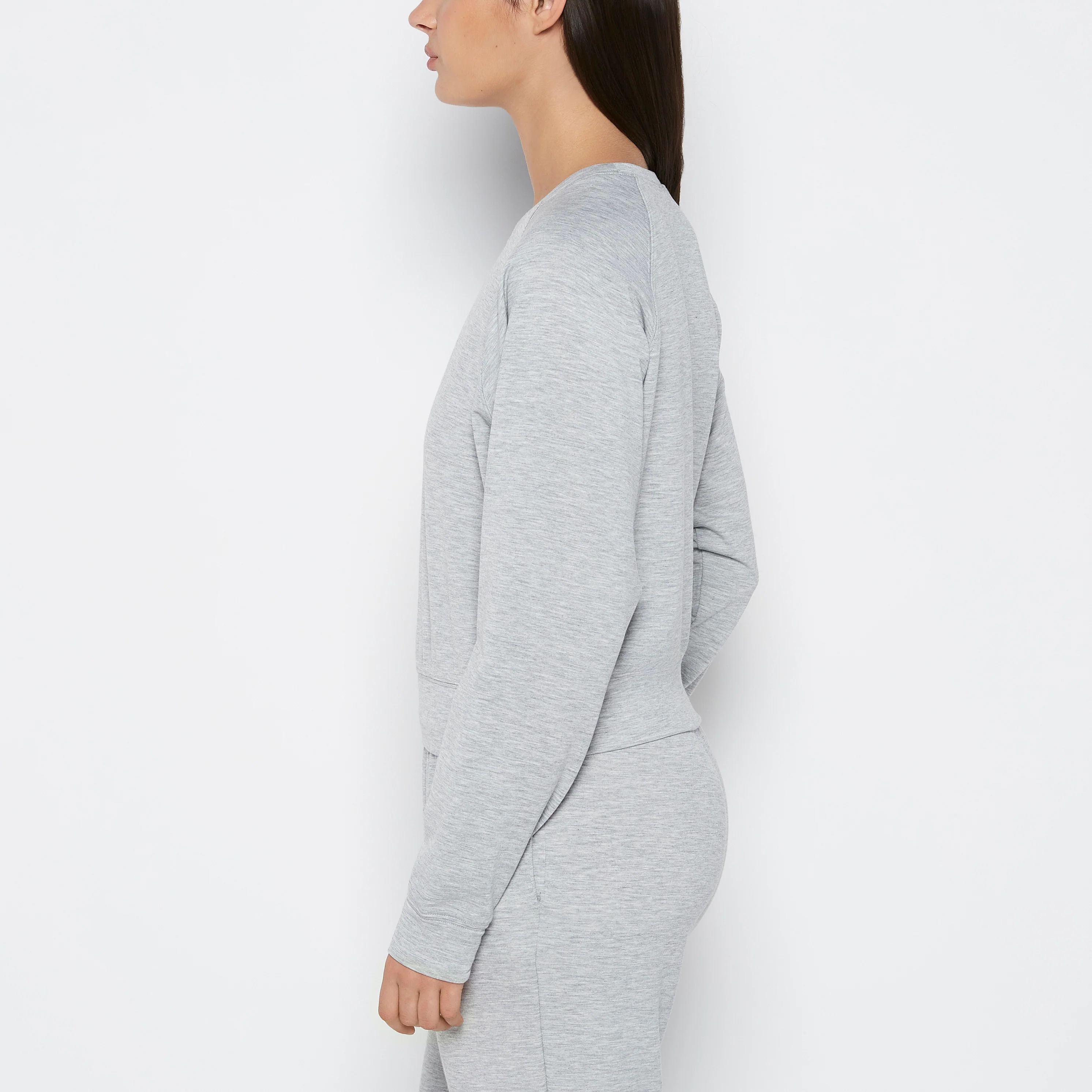 French Terry Crew Neck Sleep Top in Cool Gray Heather - Image 2