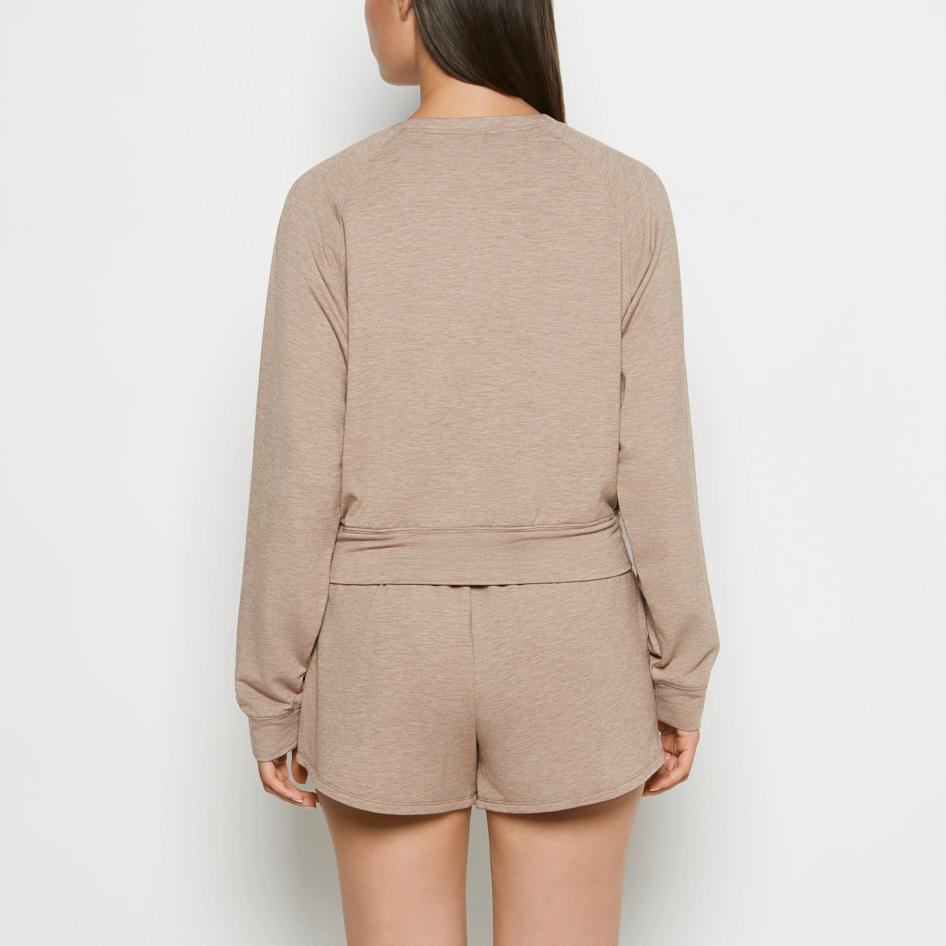 French Terry Crew Neck Sleep Top in Leafless Tree Heather - Image 3