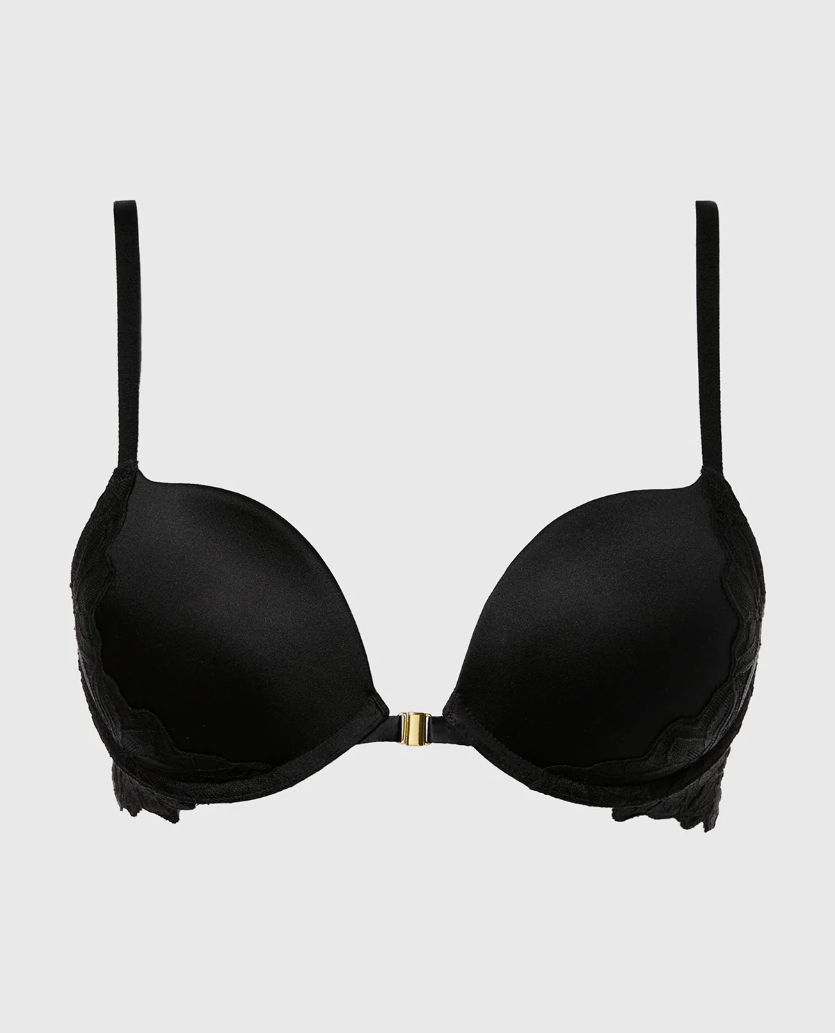 Front Close Push Up Bra with Reverie Lace in Tuxedo Black - Image 5