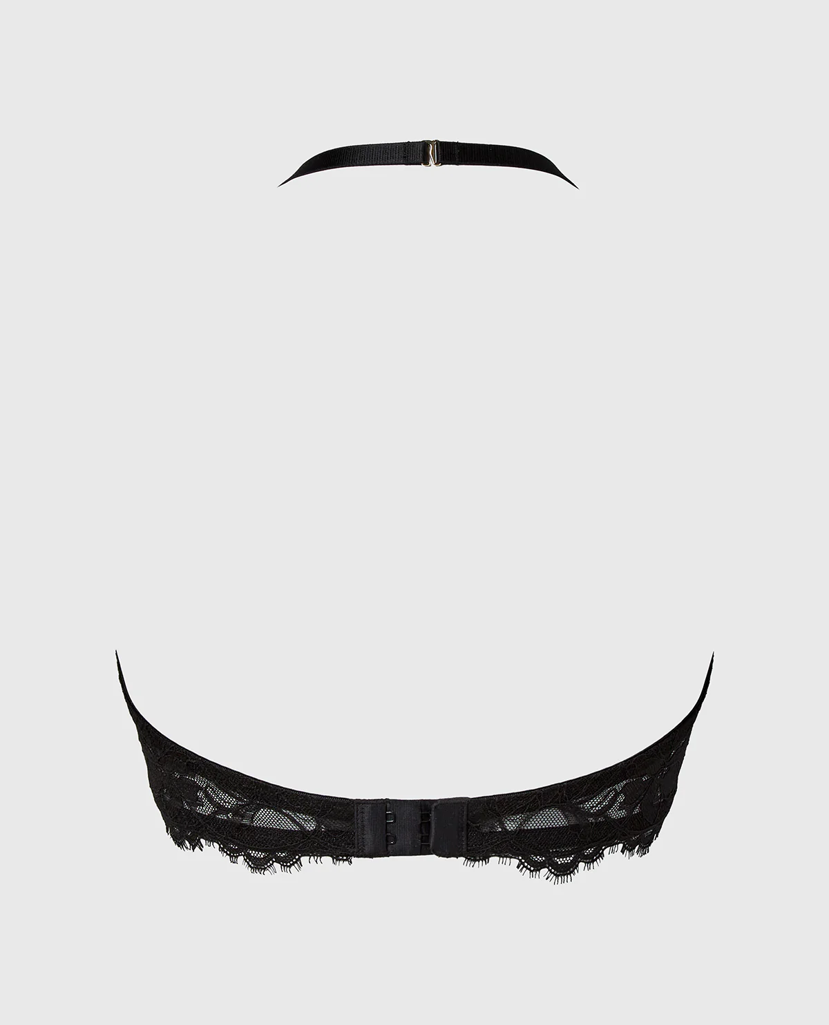 Haltered Unlined Plunge Bra With Afterglow Lace in Tuxedo Black - Image 5