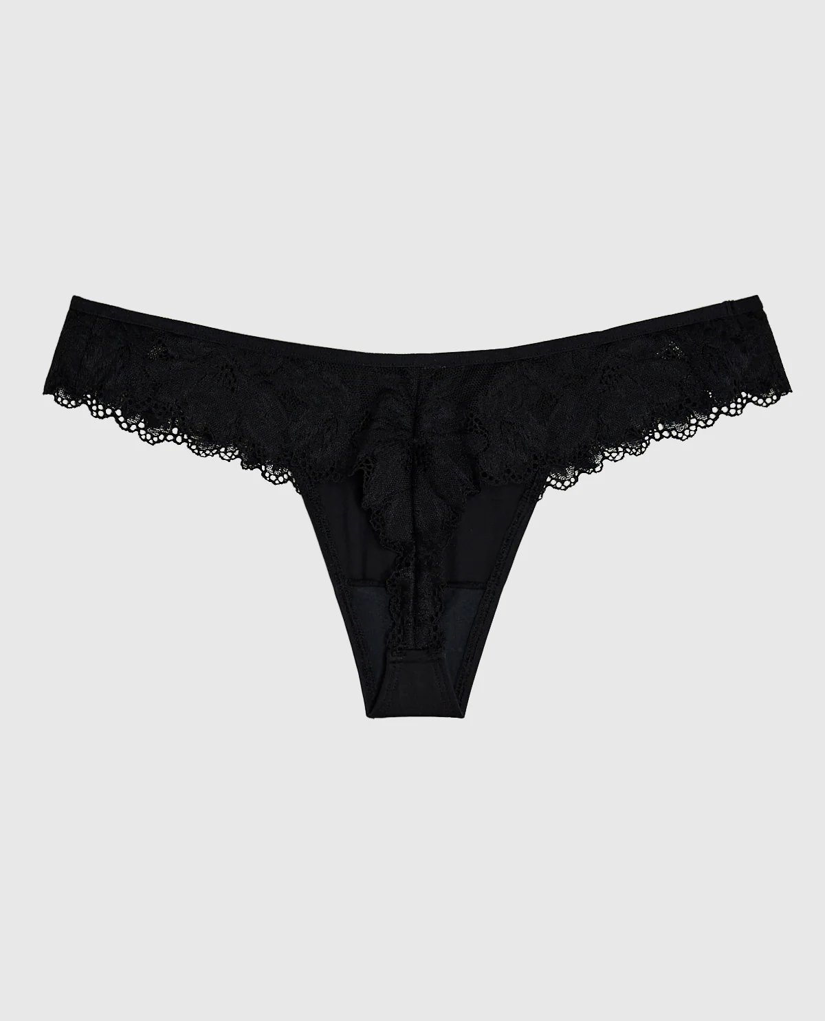 High Leg Lace Thong in Black - Image 5