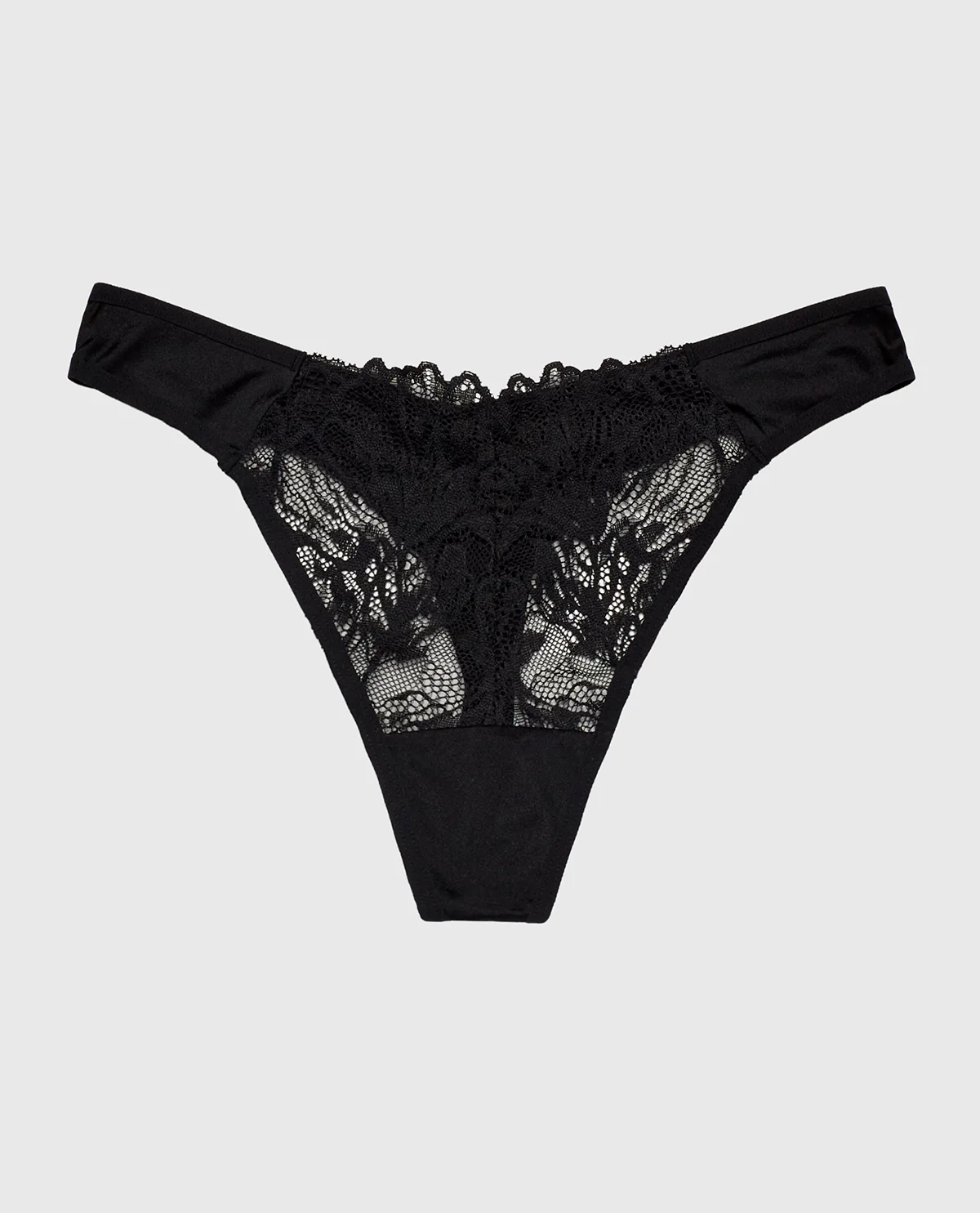 High Leg Lace Thong Panty in Tuxedo Black - Image 4