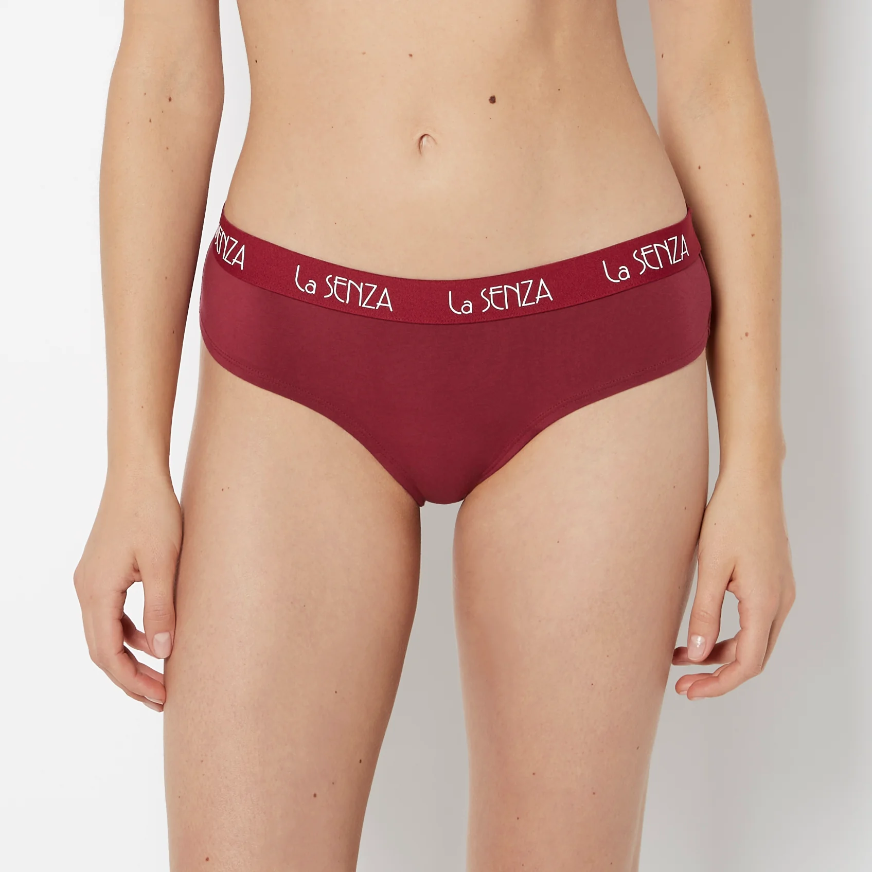 Hipster Cotton Panty with Art Deco Logo Band in Plum Rose