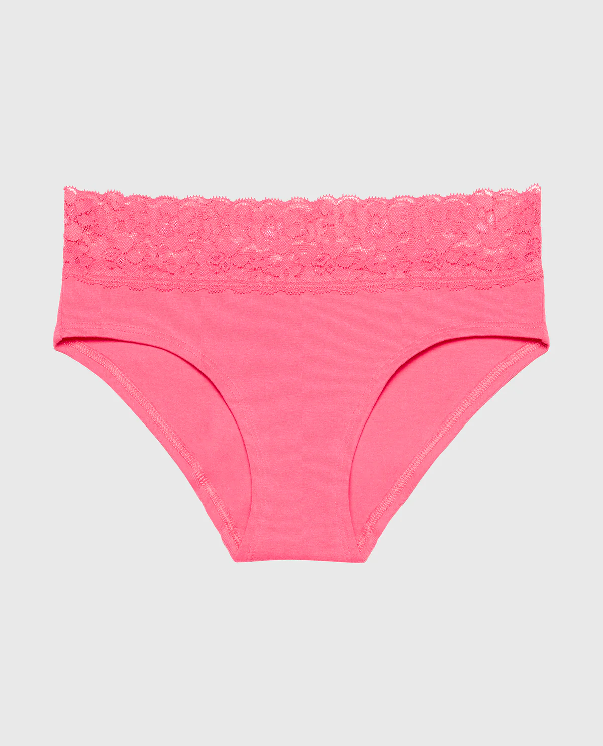Hipster Cotton Panty With Lace Trim in Hot Pink - Image 4