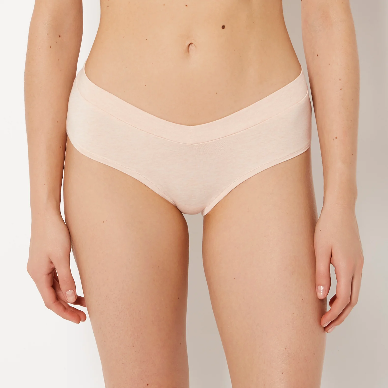 Hipster Wide Waist Cotton Panty In Pearl Blush Heather