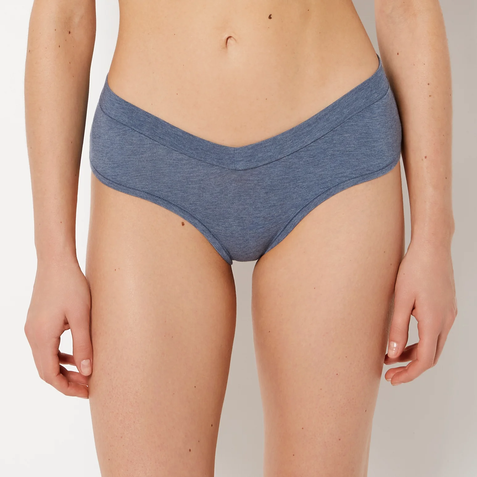 Hipster Wide Waist Cotton Panty In Vintage Indigo Heather