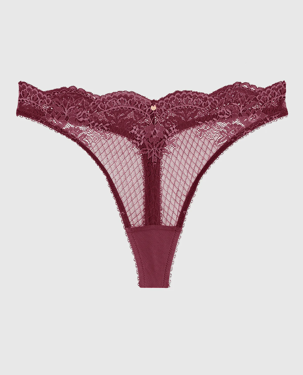 Lace High Leg Thong Panty in Opulent Red - Image 4