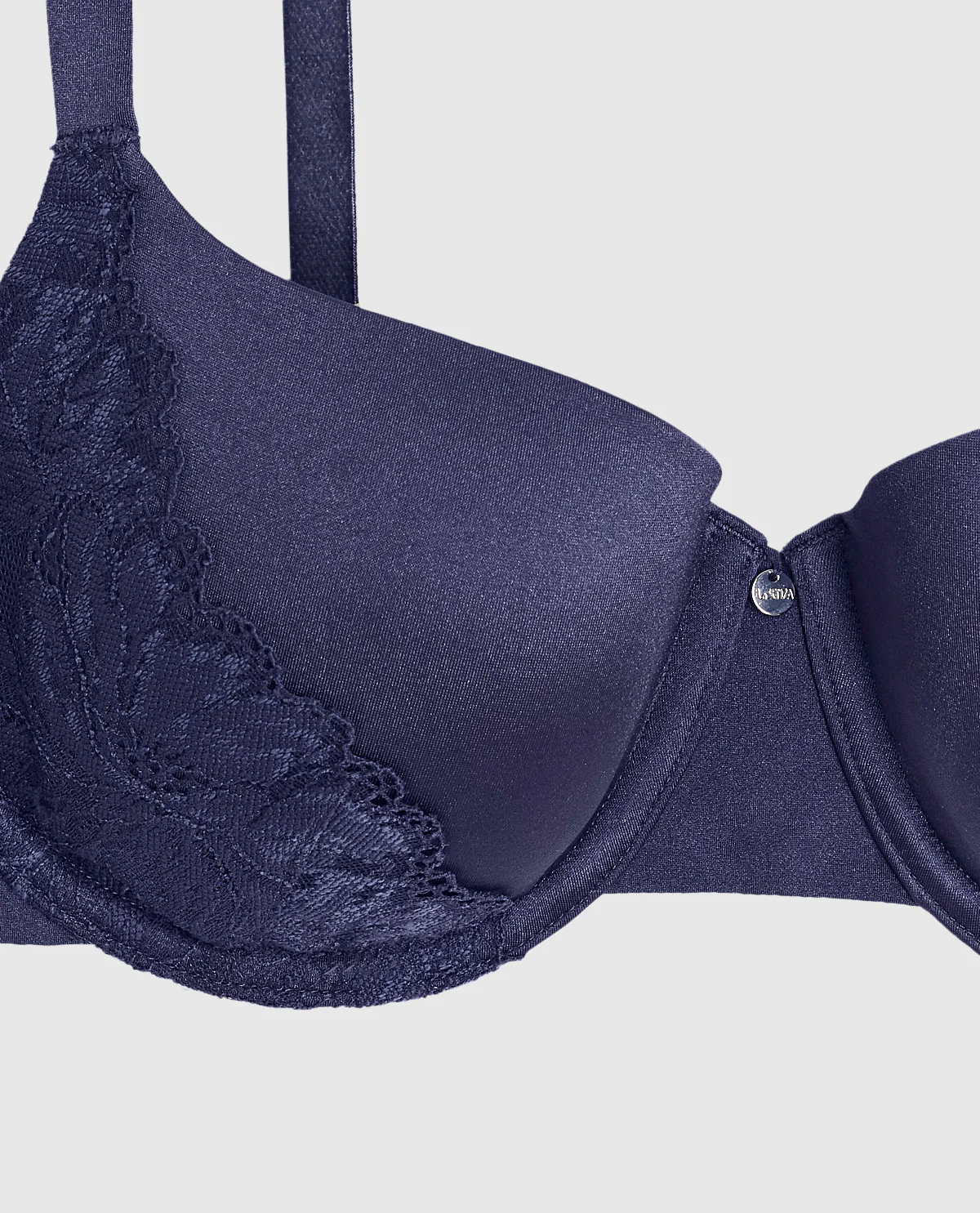 Lightly Lined Balconette Bra with Lace in Dusk Blue - Image 6