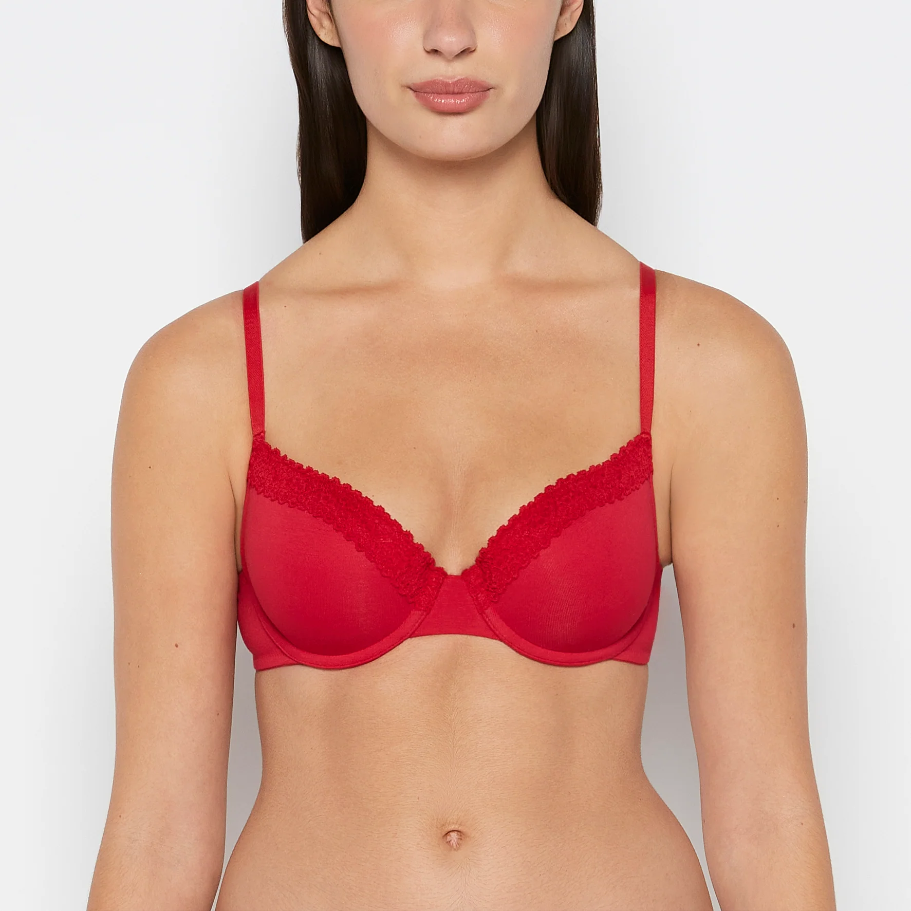 Lightly Lined demi bra with cozy in Crimson