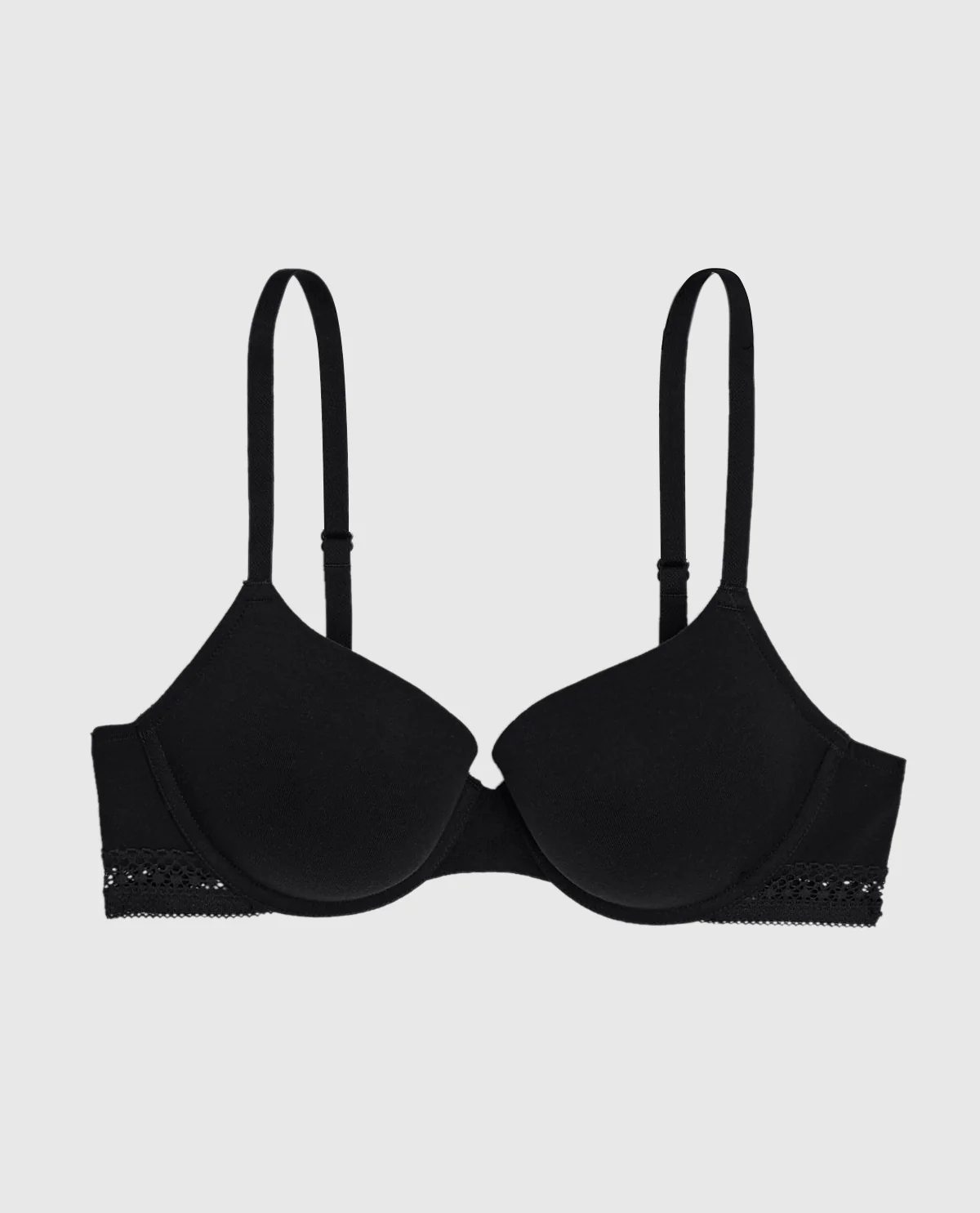 Lightly Lined Demi Bra with Lace in Black - Image 4