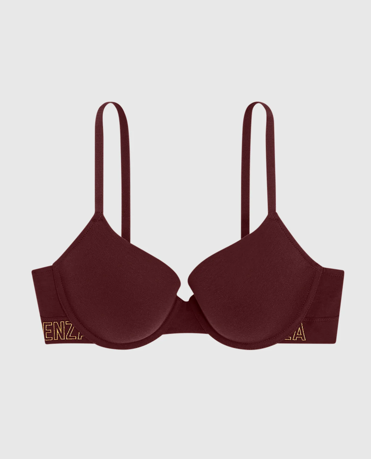 Lightly Lined Demi Bra with Logo in Red Wine - Image 5