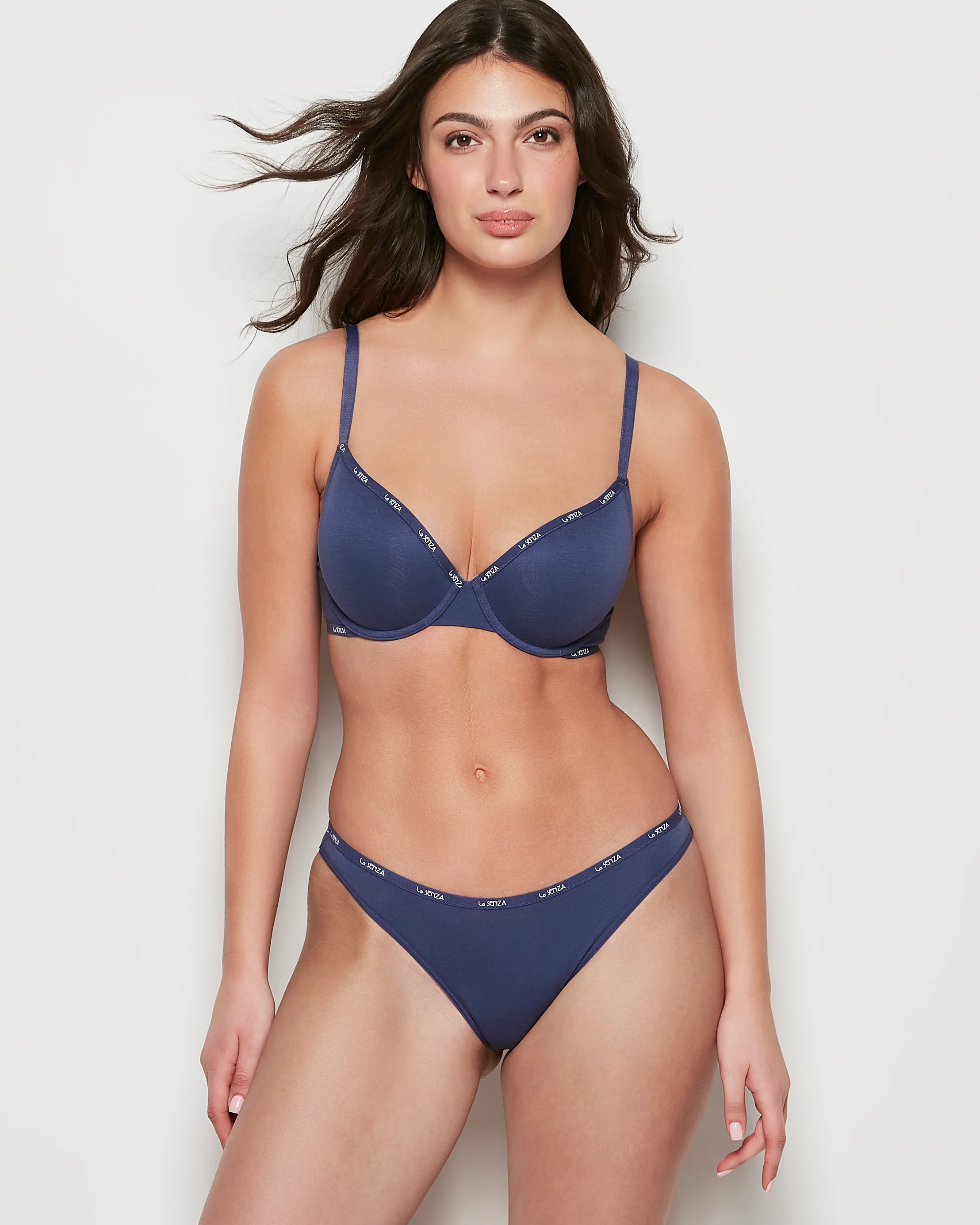 Lightly Lined Logo Demi Bra in Dusk Blue - Image 5