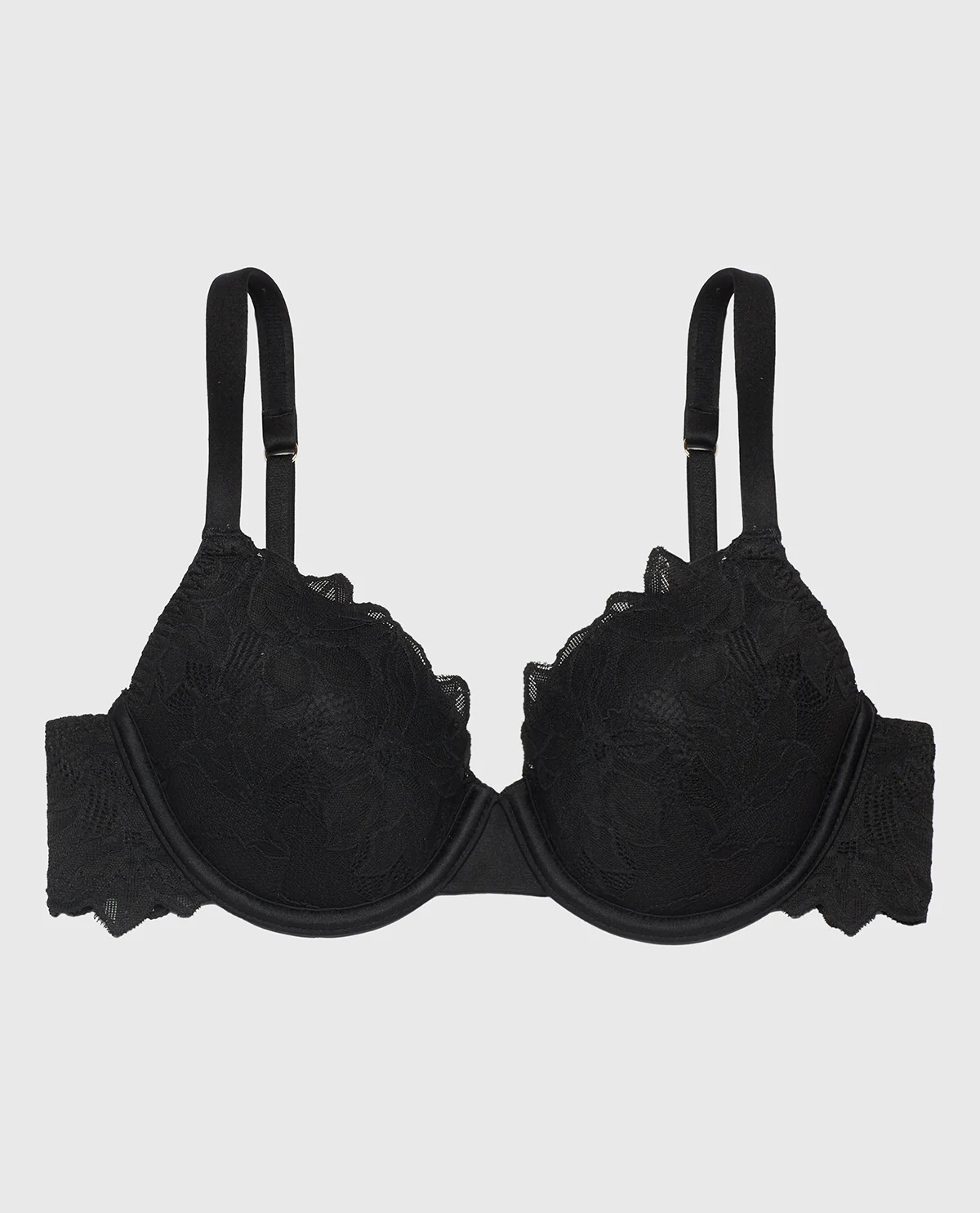 Lightly lined Full Coverage All Over Reverie Lace Bra Tuxedo Black - Image 4
