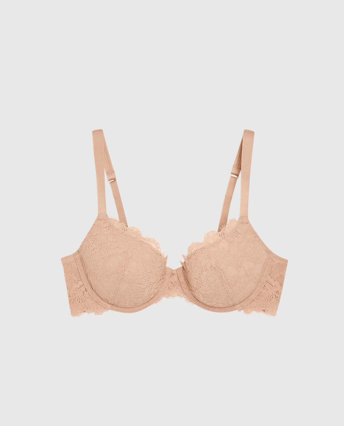 Lightly Lined Full Coverage Bra with Allover Lace in Rosetan - Image 4
