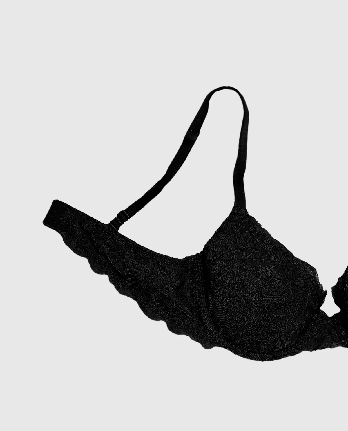 Lightly Lined Full Coverage Bra with Allover Lace in Black - Image 5