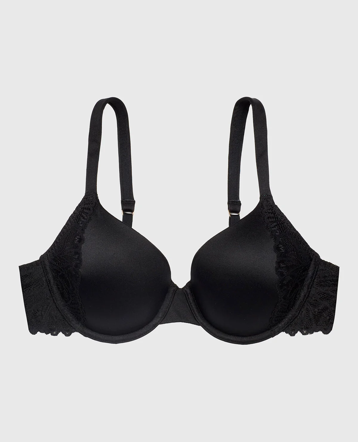 Lightly Lined Full Coverage Bra with Lace in Tuxedo Black - Image 4