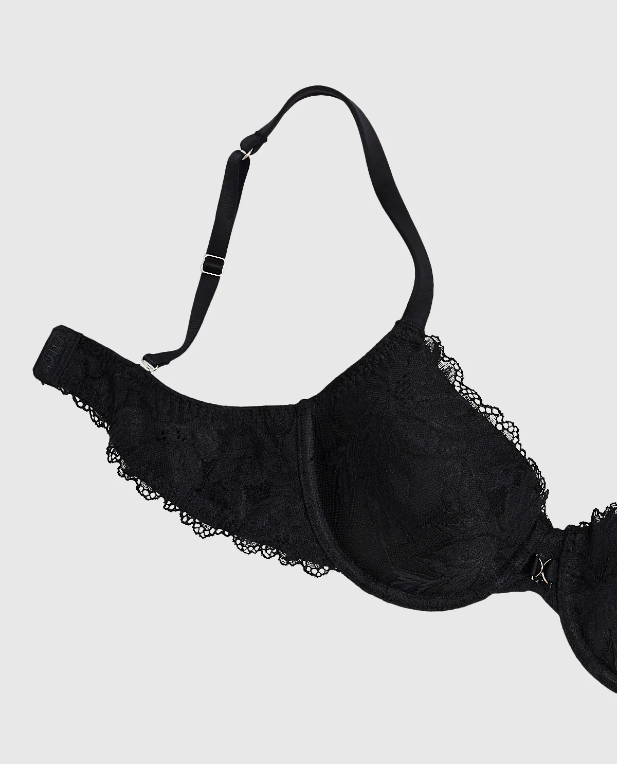 Lightly Lined Lace Full Coverage Bra in Black - Image 5