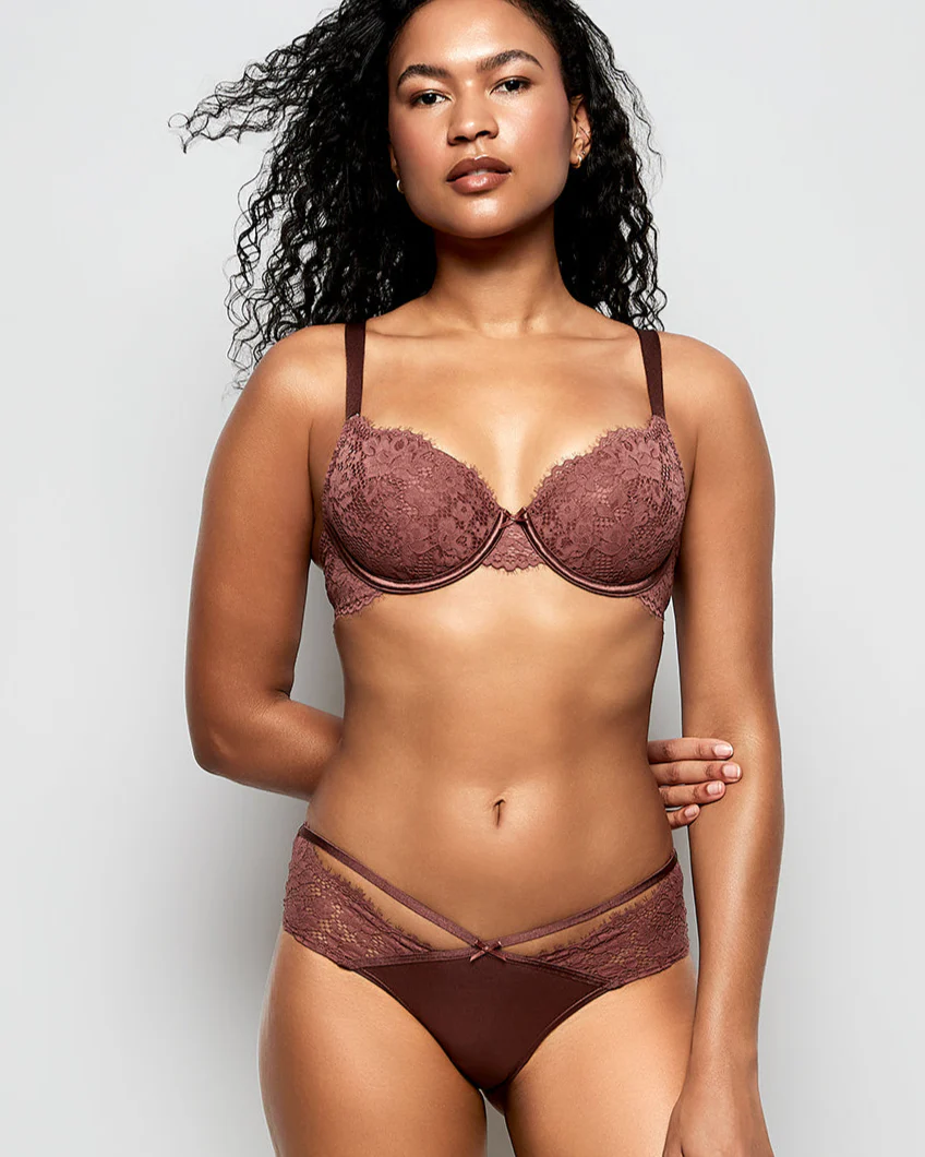 Lightly Lined Lace Full Coverage Bra in Dusty Cedar - Image 6