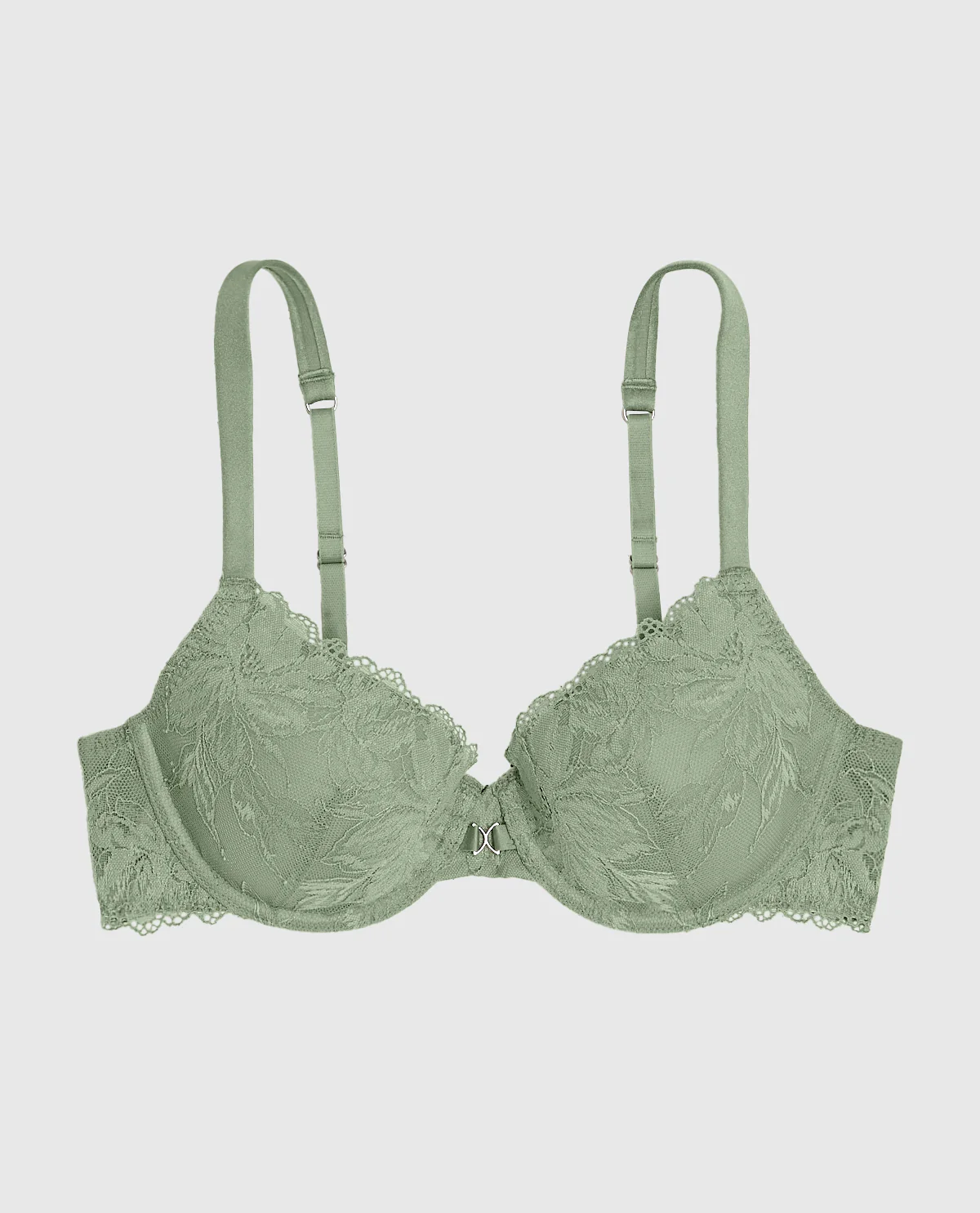 Lightly Lined Lace Full Coverage Bra in Soft Sage - Image 4