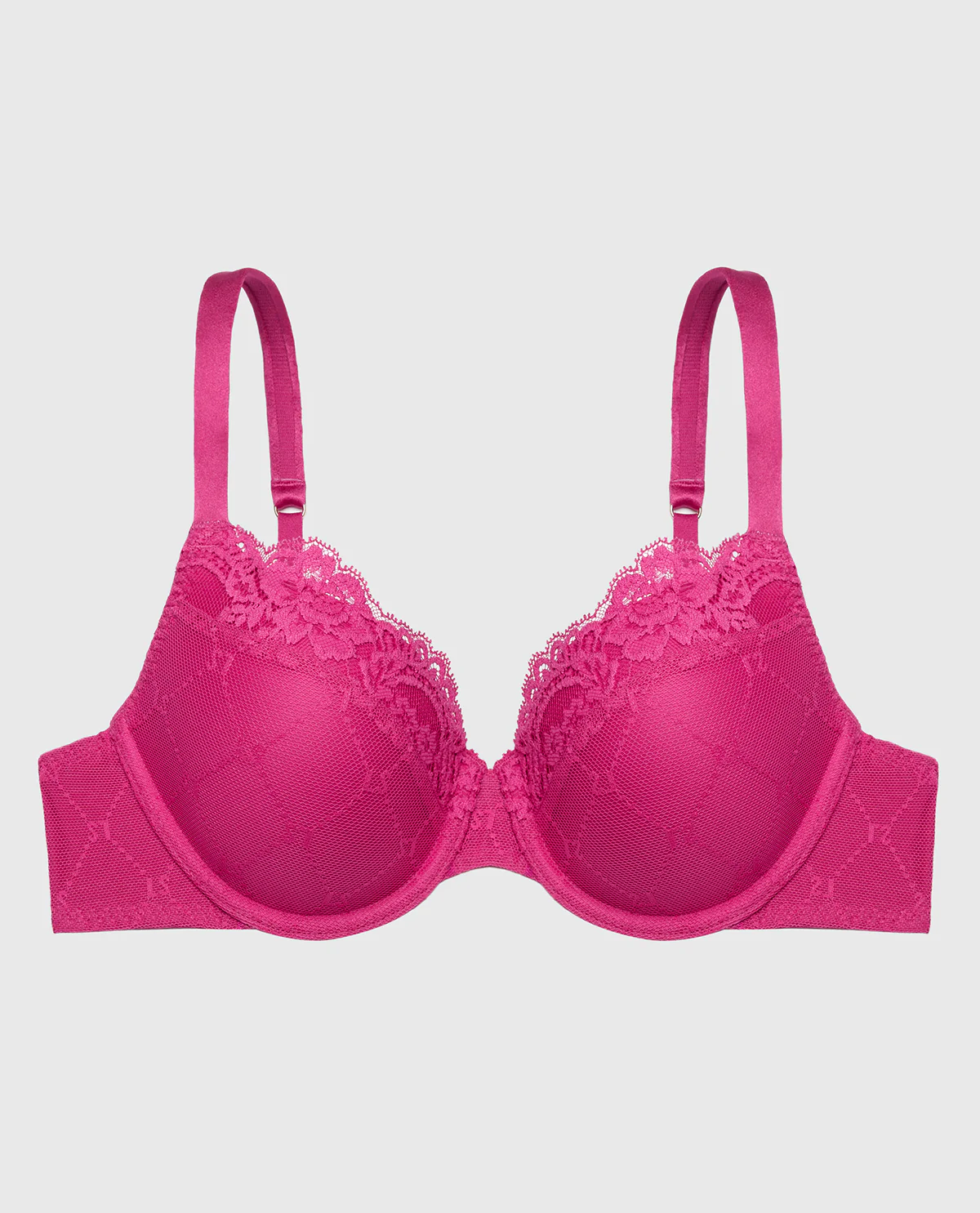 Lightly Lined Mesh Perfect Coverage Bra in Fuchsia Red - Image 4