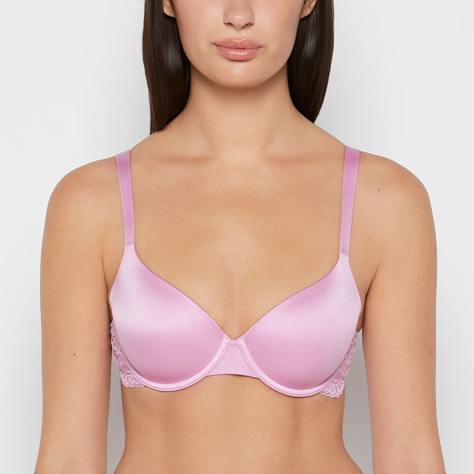 Lightly Lined Micro Cup Bra With Lace Wing in Orchid