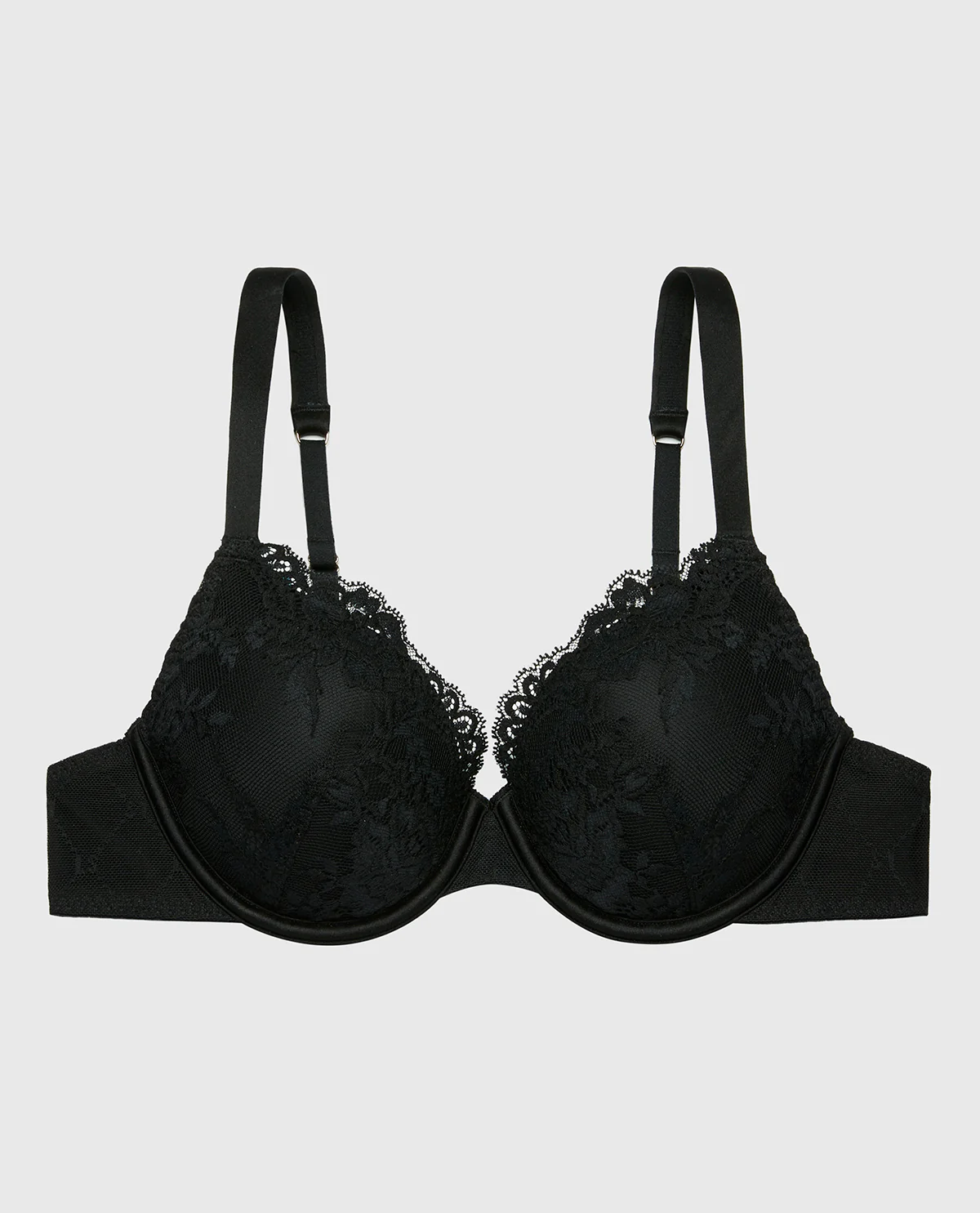 Lightly Lined Perfect Coverage Bra With Mesh Wing in Tuxedo Black - Image 4