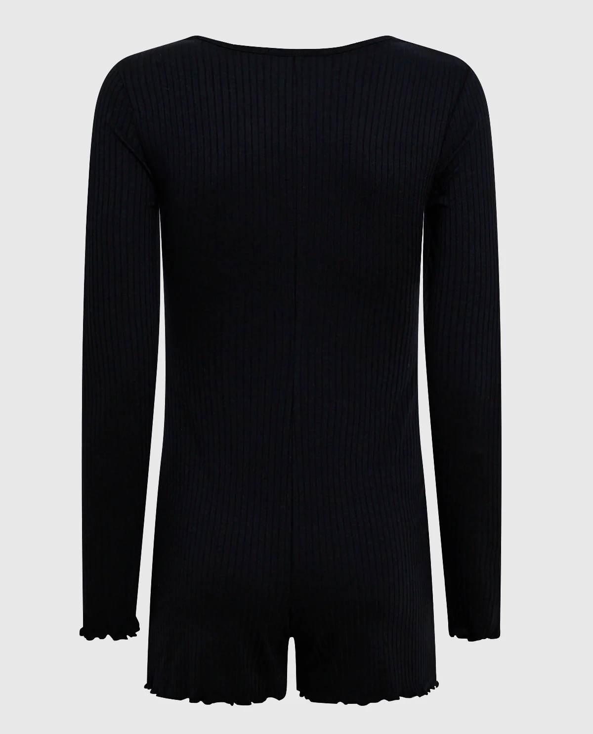 Long Sleeve Ribbed Onesie in Smoulder Black - Image 3